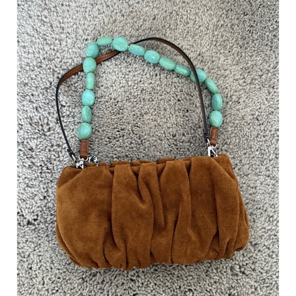 STAUD - Bean Embellished Top Handle Bag Brown Rare suede - Picture 1 of 4